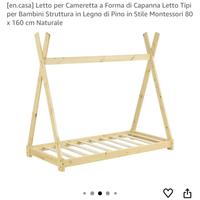 Lettino  capanna montessoriano 160x80 e materasso