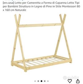 Lettino  capanna montessoriano 160x80 e materasso