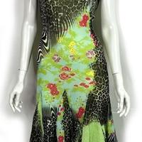 Abito Roberto Cavalli midi fantasia verde