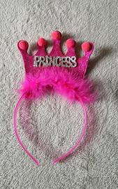 Cerchietto Principessa Rosa Glitter Argento