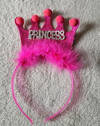Cerchietto Principessa Rosa Glitter Argento