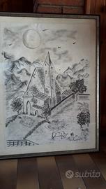 Quadro con chiesetta alpina