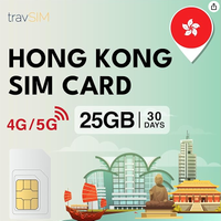 travSIM Hong Kong SIM Card | 30 giorni - 25GB di d