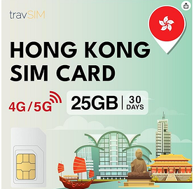 travSIM Hong Kong SIM Card | 30 giorni - 25GB di d