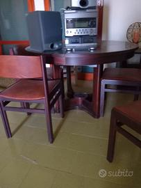 Tavolo Rotondo Legno Massello Palissandro+ 6 Sedie