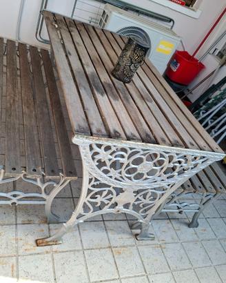 Tavolo legno da giardino con 2 panchine