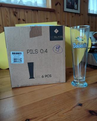 6 bicchieri pils Birra Dolomiti