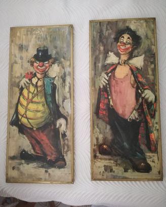 Clown decorati su legno