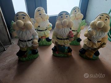 Set 5 Simpatici Nani da Giardino/Interno in Cerami