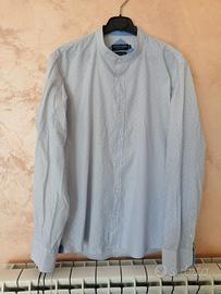 Camicia uomo turchese con collo coreano
