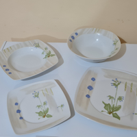 Piatti quadrati in porcellana, 19 pezzi