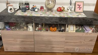 Madia e vetrina in laminato legno e finto cemento