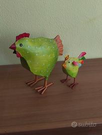 Soprammobili gallo e pulcino ferro