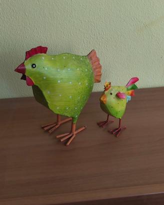 Soprammobili gallo e pulcino ferro