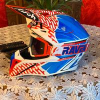 Casco motocross Airoh Wraap Idol rosso blu