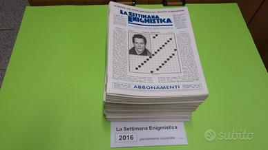 LA SETTIMANA ENIGMISTICA, anno 2016, parzialmente