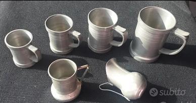 VECCHIE MINIATURE BOCCALI CARAFFE IN PELTRO