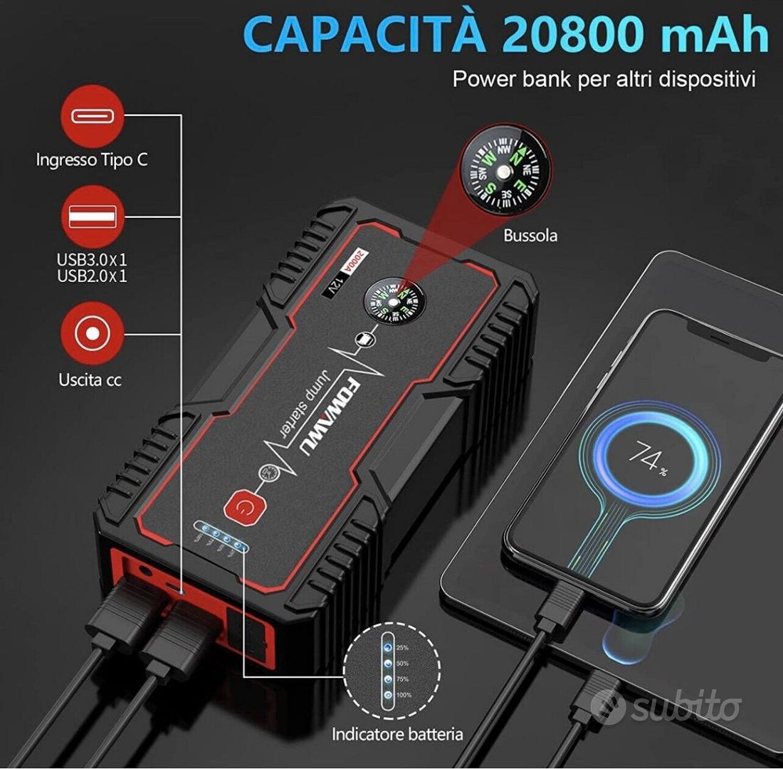 Booster Avviatore Batteria Auto 2000A 21800mAh - Accessori Auto In vendita  a Latina