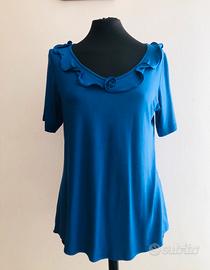 T-shirt Donna Estiva Blu in Viscosa Tg XL