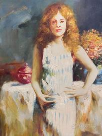 Antico dipinto ritratto femminile Cristina 