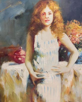 Antico dipinto ritratto femminile Cristina 