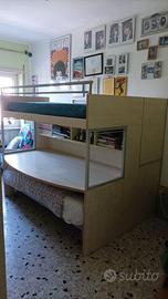 Letto a castello+scrivania+libreria+2 cassoni