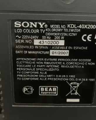 Tv sony bravia 40 pollici