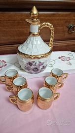 bottiglia liquore con bicchierini in porcellana fr