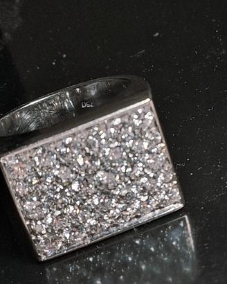 Anello oro bianco 750 - 20gr con 28 brillantini 