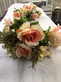Bouquet di Rose Bianche e Rosa Artificiali  10 a m