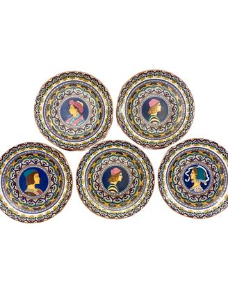 Set 5 piatti vintage in maiolica di Faenza