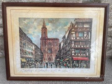 Coppia stampe Strasburgo firmate con cornice