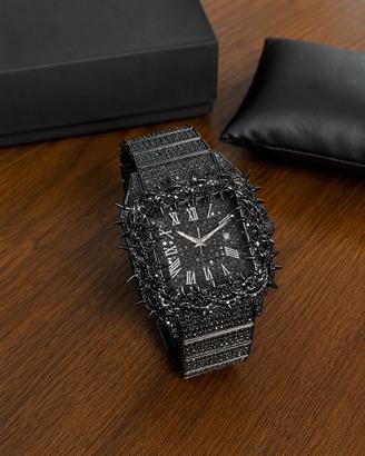 Orologio uomo di lusso nero con dettagli brillanti