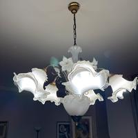Lampadario vintage in vetro ceramica a 5 luci