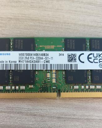 32Gb DDR4 SAMSUNG 3200 SODIMM X NOTEBOOK MINI PC