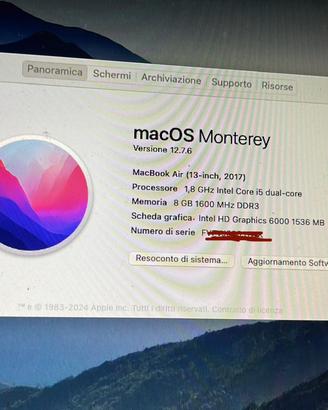 MacBook air 13 2017 monterey