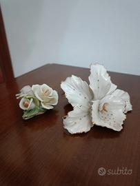 Vintage Capodimonte Porcelain Flowers SetCrowned N