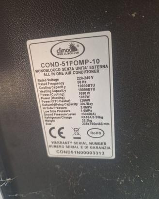 Climatizzatore Climoo 10.000 BTU monoblocco