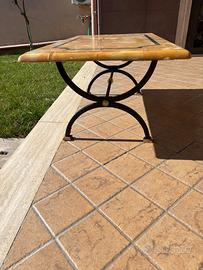 Tavolino in marmo e ferro battuto