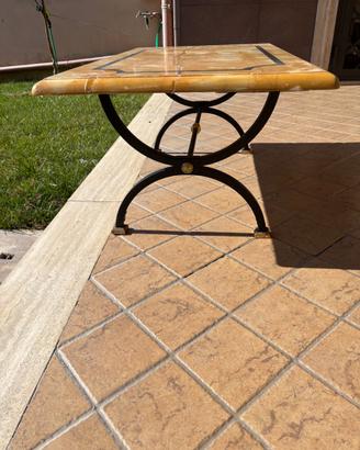 Tavolino in marmo e ferro battuto