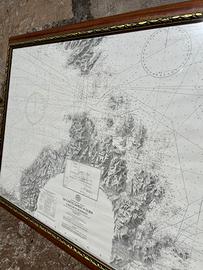 Carta nautica e cornice decorativa in legno