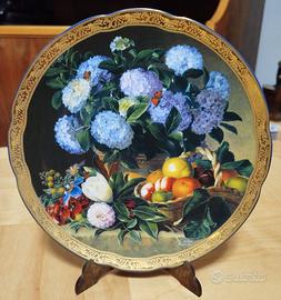 Piatto da collezi. "Ortense con cestino di frutta"