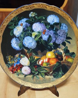 Piatto da collezi. "Ortense con cestino di frutta"