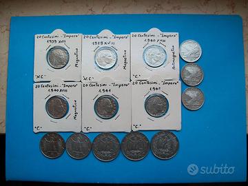 Lotto di 14 monete serie impero 1939-1942