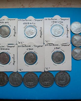 Lotto di 14 monete serie impero 1939-1942