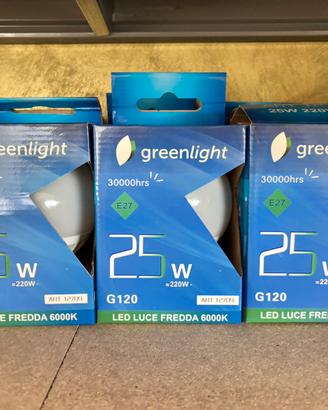 6xLampadaLED globo G120 E27 25W luce fredda 6000k