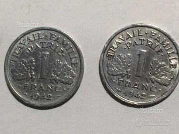 1942 -MONETE RARE da 1 FRANCO "ETAT FRANCAIS"