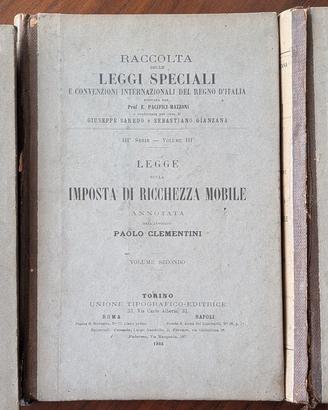 Imposta Ricchezza Mobile 3 Volumi UTET 1884-1886