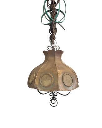 lampadario  brutalista anni 60 in ottone