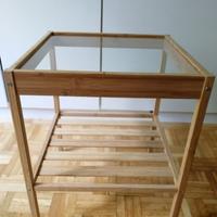 Comodino/Tavolino IKEA NESNA bambù + piano vetro